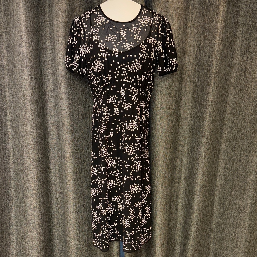 Michael Kors beaded floral sequin delicate midi gown